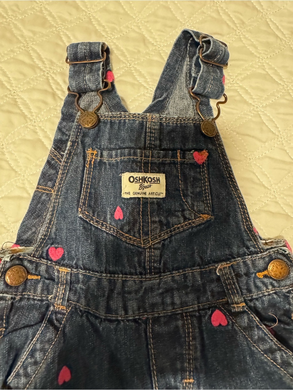 OshKosh B'gosh Denim Overalls with Pink Heart Details